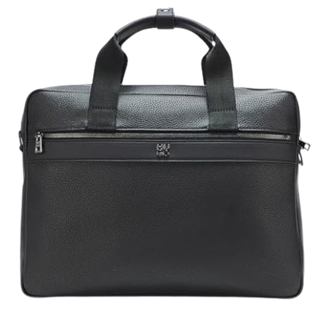 HUGO Stacked Logo Leather Briefcase