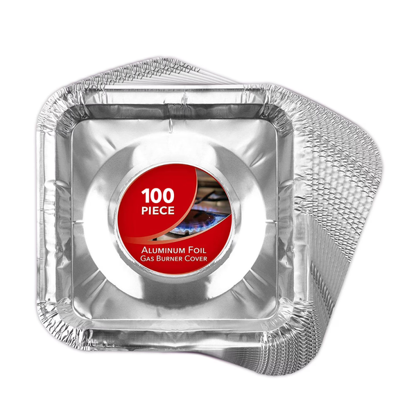 100-Pack Disposable Aluminum Foil Square Gas Burner Liners