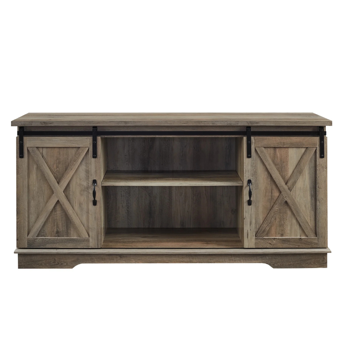 Walker Edison Sliding Farmhouse Barn Door TV Stand For TVs Up To 65"