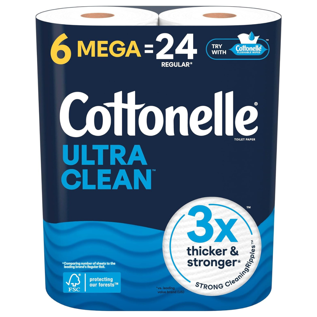 6-Pack Cottonelle Ultra Clean Toilet Paper Mega Rolls