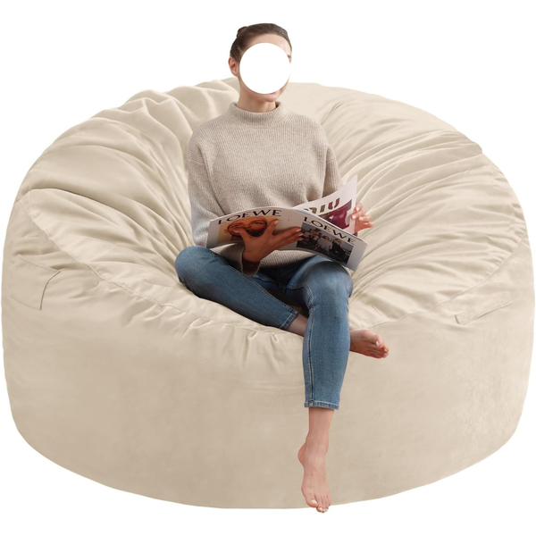 4 Ft Round Large Bean Bag Chairs With Memory Foam Filled