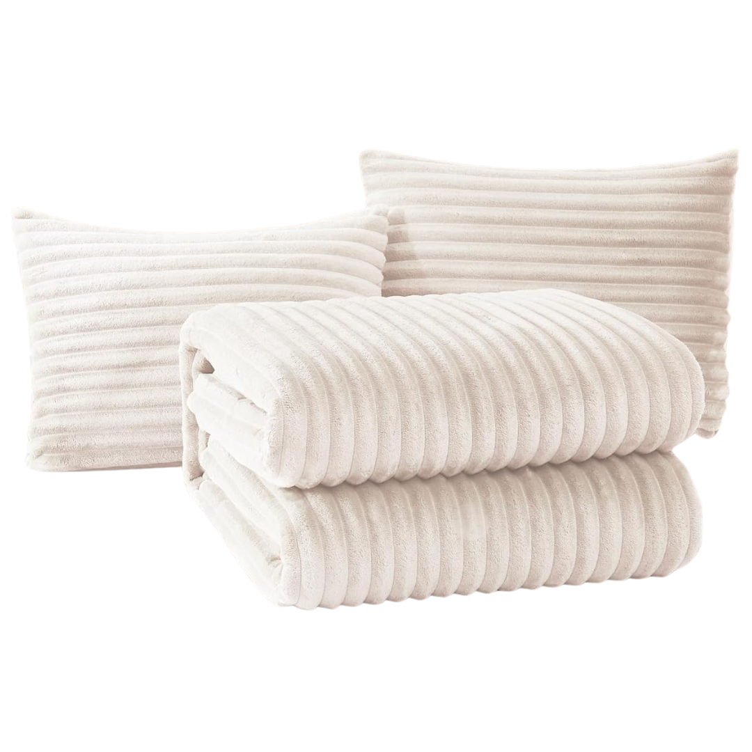 3-Piece Fleece King Size Comforter Set With 2 Pillow Case