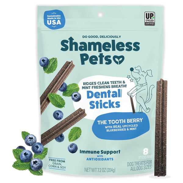 7.2 Ounce Shameless Pets The Tooth Berry Healthy Dental Sticks