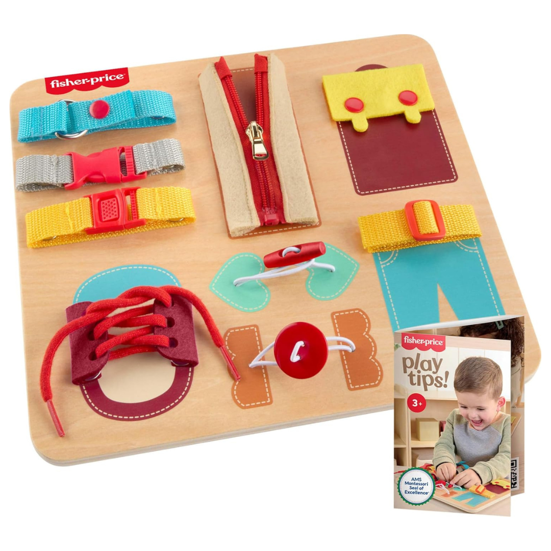 Fisher Price Wood Montessori Activity Toy Dressing Board
