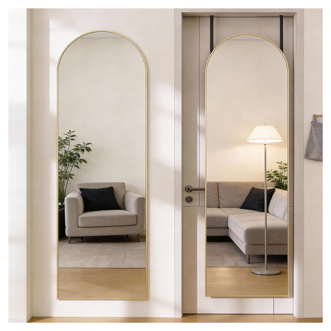 47" x 14" Wall Mounted Arched Full Length Mirror