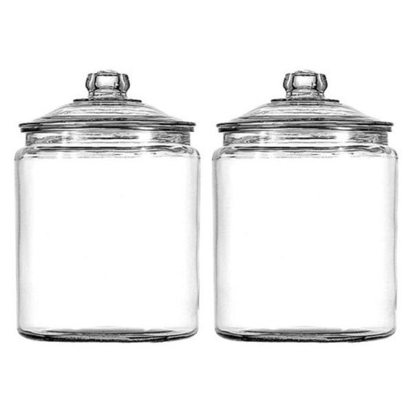 Set Of 2 Anchor Hocking Heritage Hill Glass Jar With Lid
