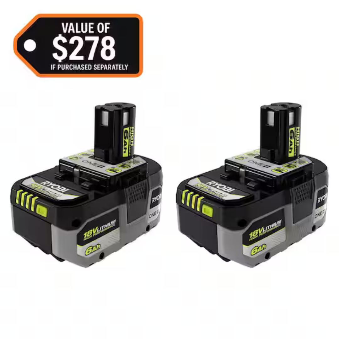 2-Pack Ryobi ONE+ HP 18V Lithium-Ion 6.0Ah Battery