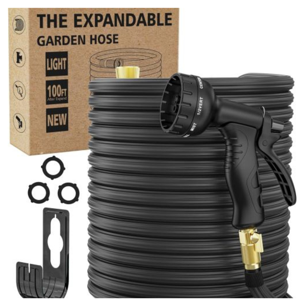 100ft Expandable Garden Hose With 10-Function Spray Nozzle