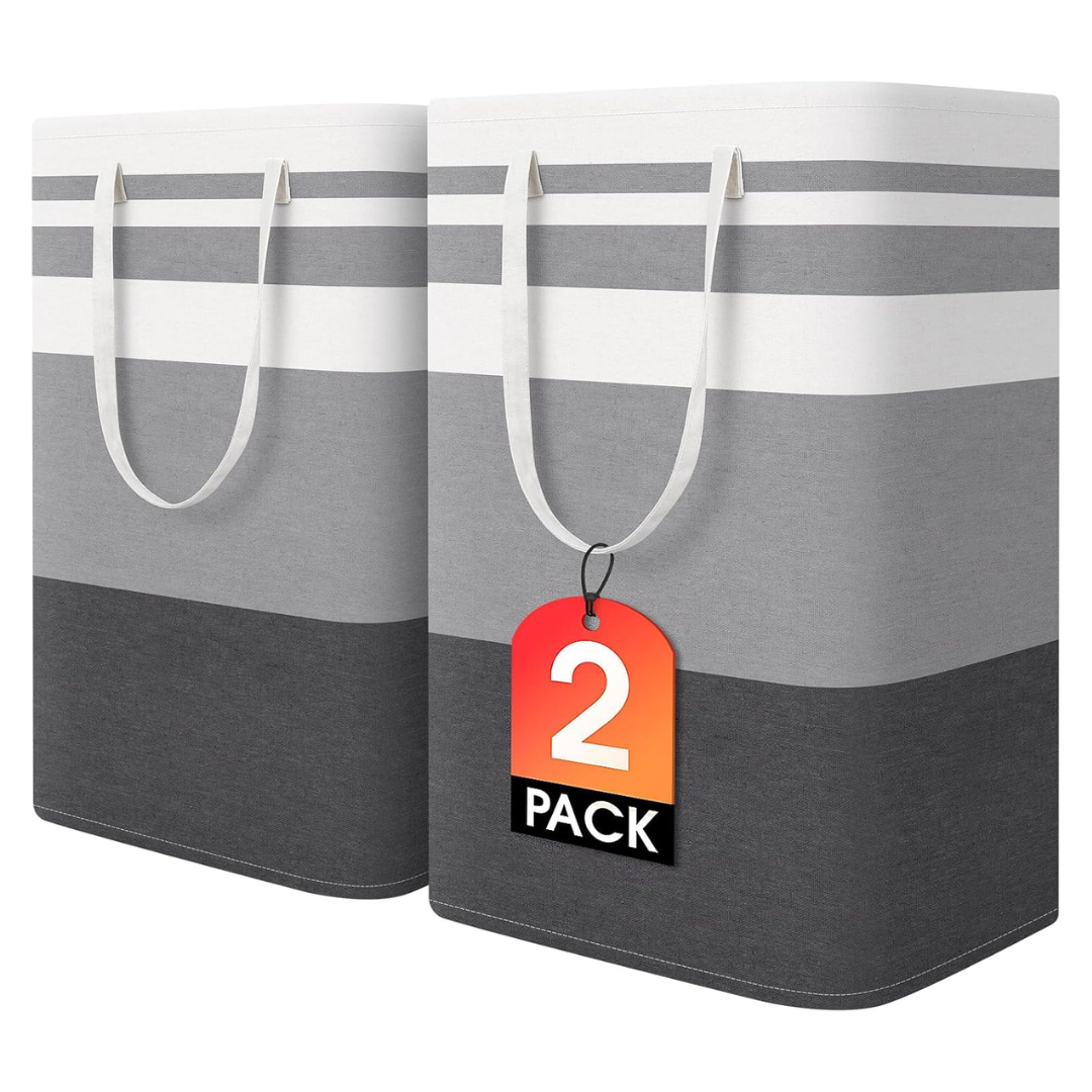 2-Pack HomeHacks 75L Waterproof Freestanding Laundry Baskets