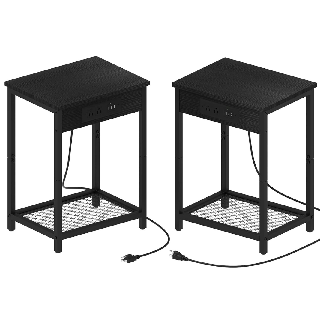 Set of 2 Caduke Night Stand With Charging Station (3 Colors)