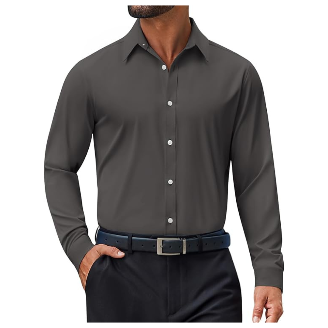 COOFANDY Men's Slim Fit Long Sleeve Solid Dress Shirt