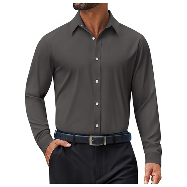 COOFANDY Men's Slim Fit Long Sleeve Solid Dress Shirt