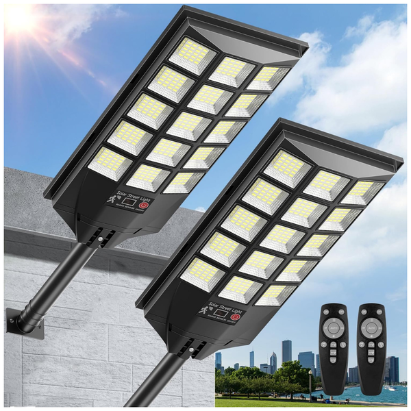2 Pack 6500K Motion Sensor Solar Street Lights