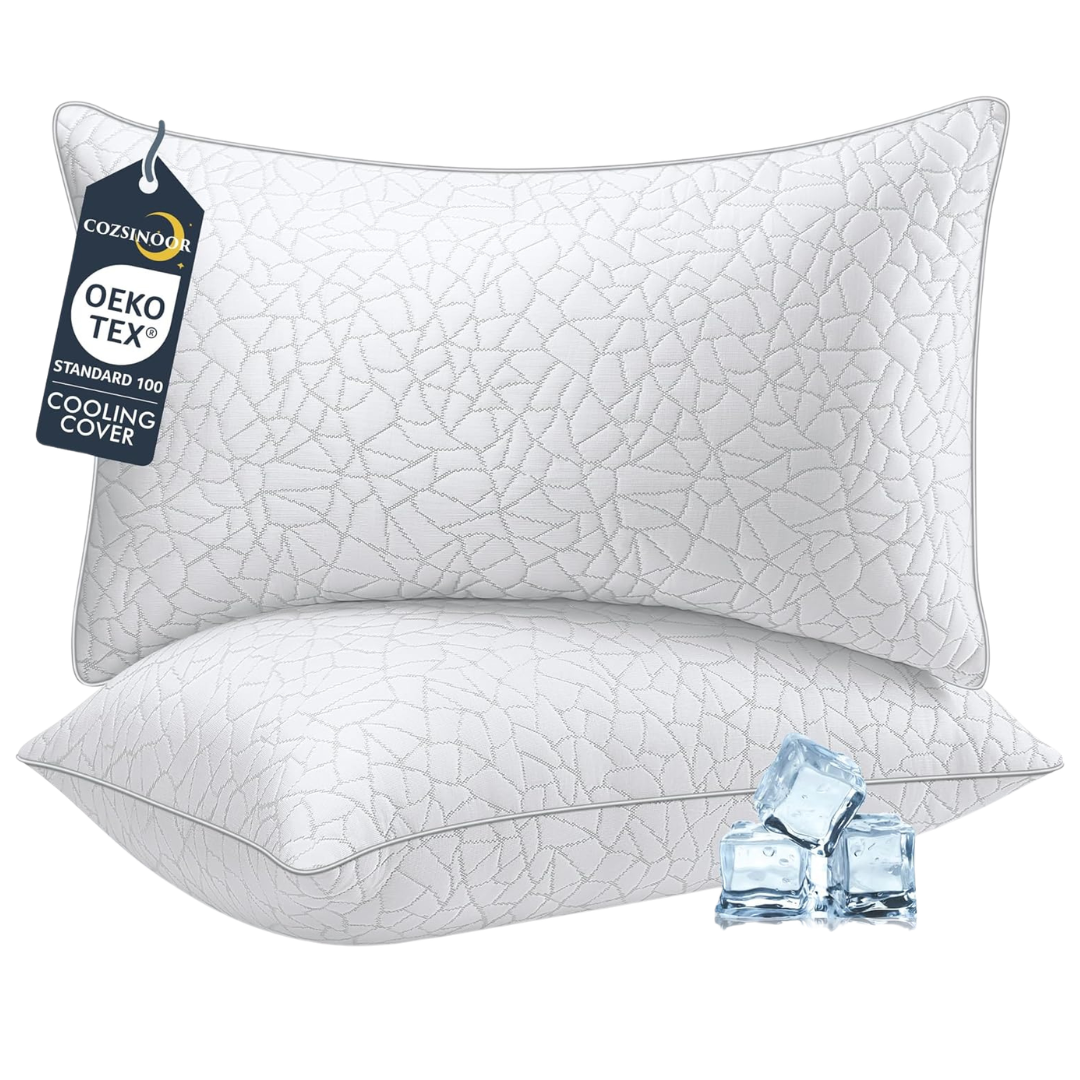 Set Of 2 Queen Size Cooling Down Alternative Bed Pillows