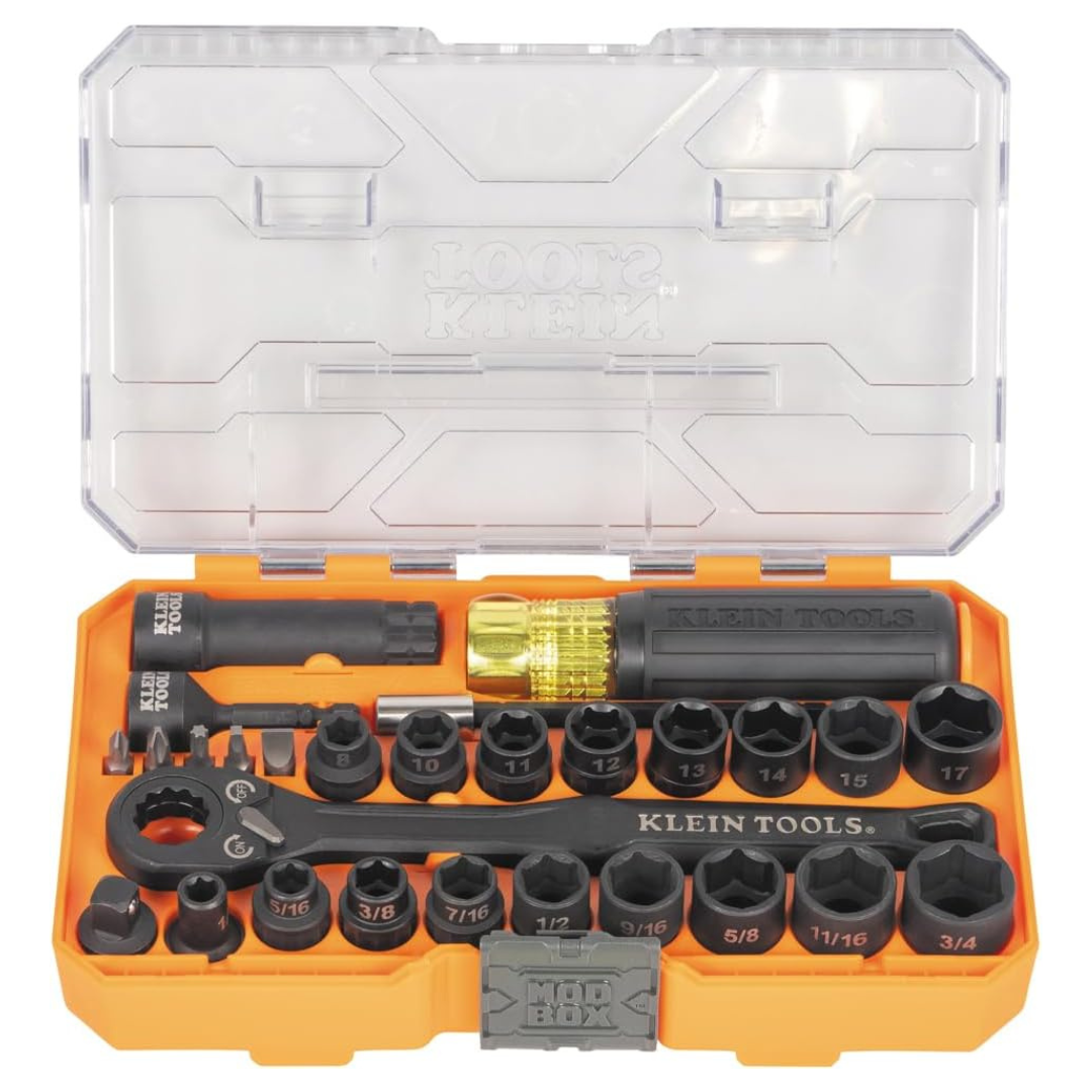 28-Piece Klein Tools Knect Essential Pass Through Impact Socket Set