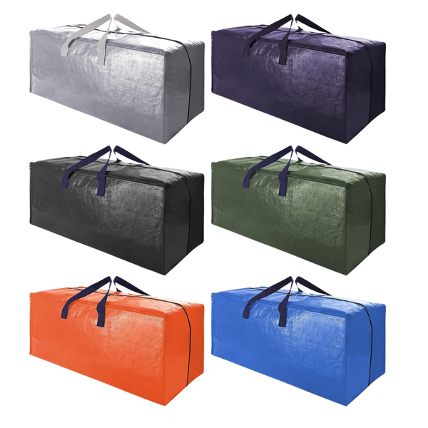 Set Of 6 Heavy Duty Extra Large Zippered Moving Bags W/ Straps