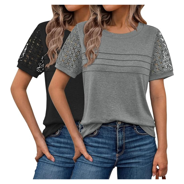 2-Pack Enunube Women's Short Sleeve Tunic T-Shirts