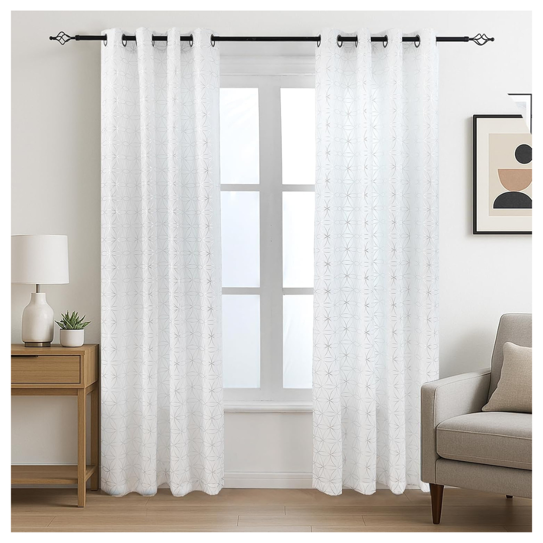 52'' x 84'' 2 Panels Metallic Geo Moroccan Tile Window Curtains