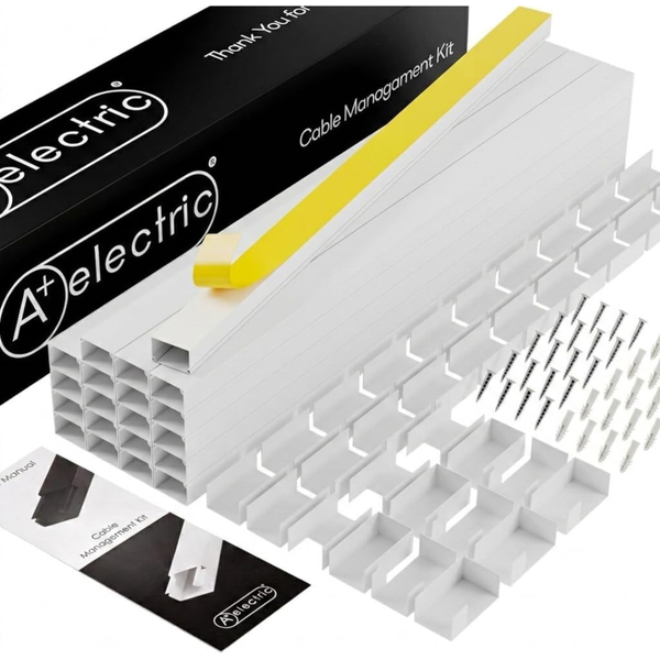 20-Piece 315"L x 1"W A+ Electric Cable Raceways Management Kit