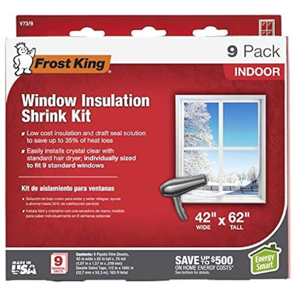 9-Pack Frost King V73/9H 42" x 62" Indoor Shrink Window Kit