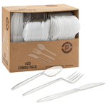 400-Pack PLASTICPRO Disposable Plastic Cutlery Combo Set