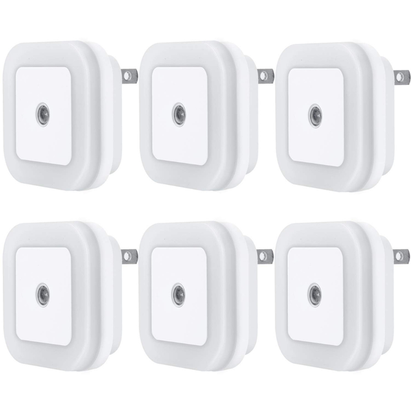 6-Pack Plug-in LED Night Light with Dusk to Dawn Sensor