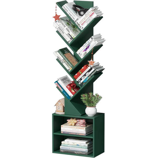 10-Tier Tree Narrow Space Floor Standing Bookshelf