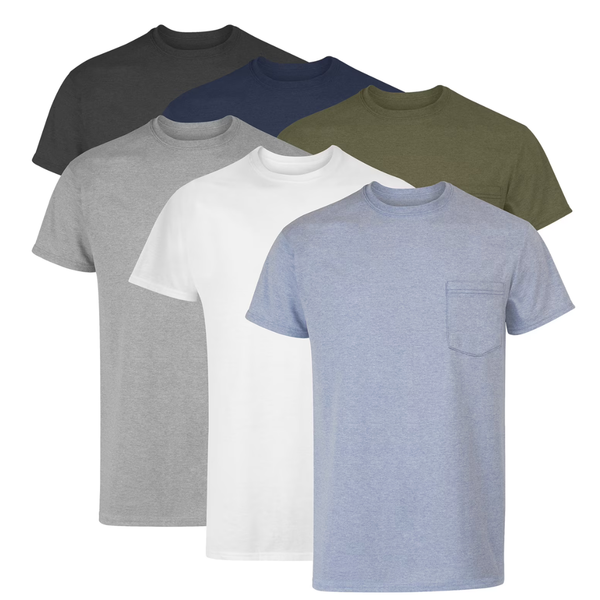 6-Pack Hanes Men's Cotton Moisture Wicking T-Shirts