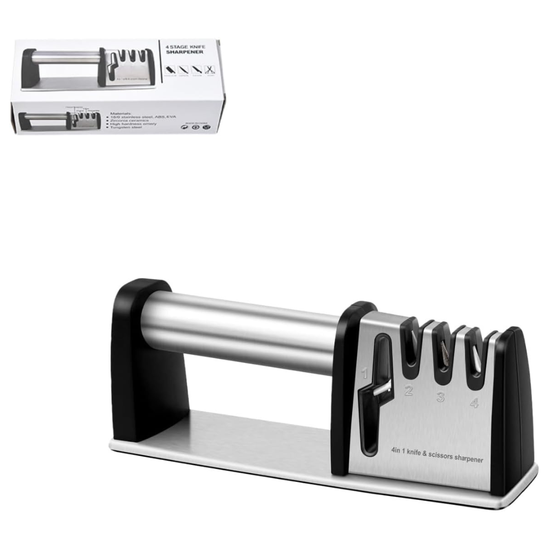 4-In-1 Manual Knife and Scissor Sharpener