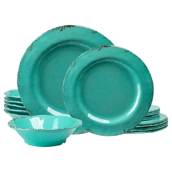 18-Piece Farmhouse Melamine Dinnerware Set