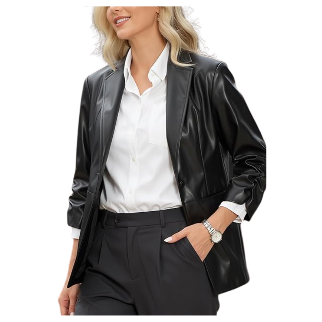 Women's Faux Leather Blazer Jacket (Various)