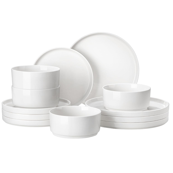 12-Piece Malacasa White Porcelain Dinnerware Set For 4
