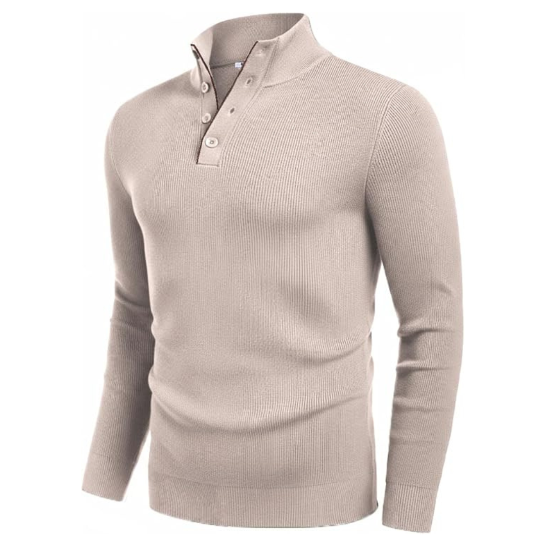 COOFANDY Men's Quarter Button Henley Neck Sweater