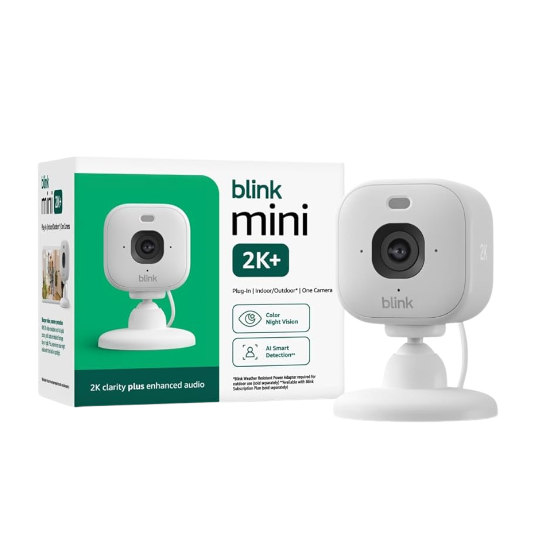 Blink Mini 2K+ Plug-in Home & Pet Security Camera (Newest Model)