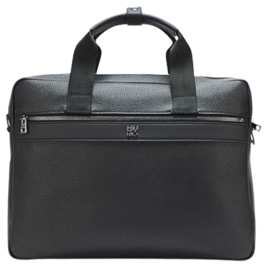 HUGO Stacked Logo Leather Briefcase