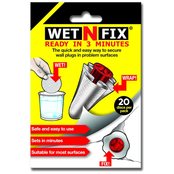 WETNFIX (20 Discs) Fixing Wall Plugs Fast No Need To Fill Or Redrill