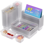 47-Piece Clear Plastic Drawer Organizer Set