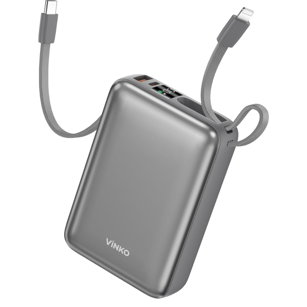 20000mAh 22.5W USB-C Portable Charger With Built-In Cable