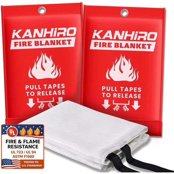 2-Pack Kanhiro Emergency Fiberglass Fire Suppression Blanket
