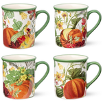 Set of 4 18oz Cerified International Harvest Fields Ceramic Mugs