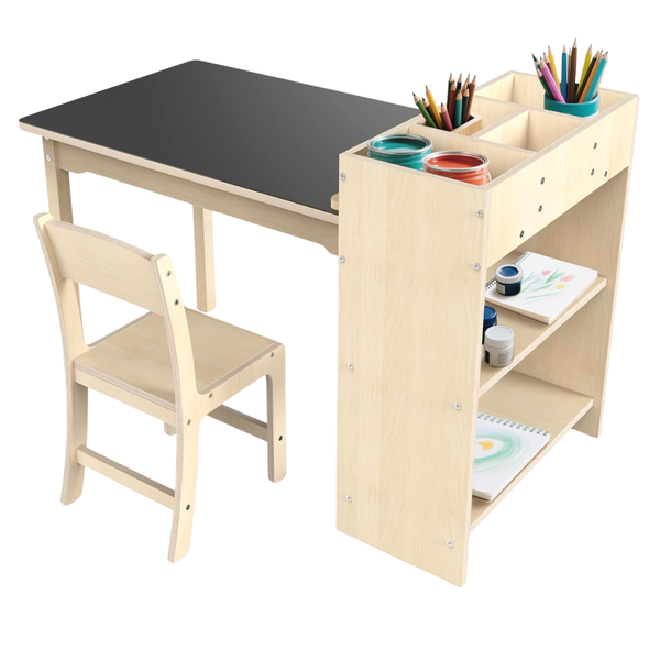 Kids Study Art Table & Chair Set With Storage