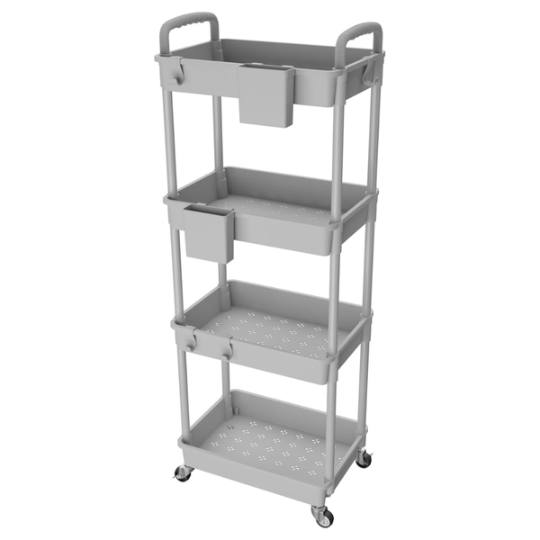 Rebecat 4-Tier Rolling Utility Cart With Handle (Gray)