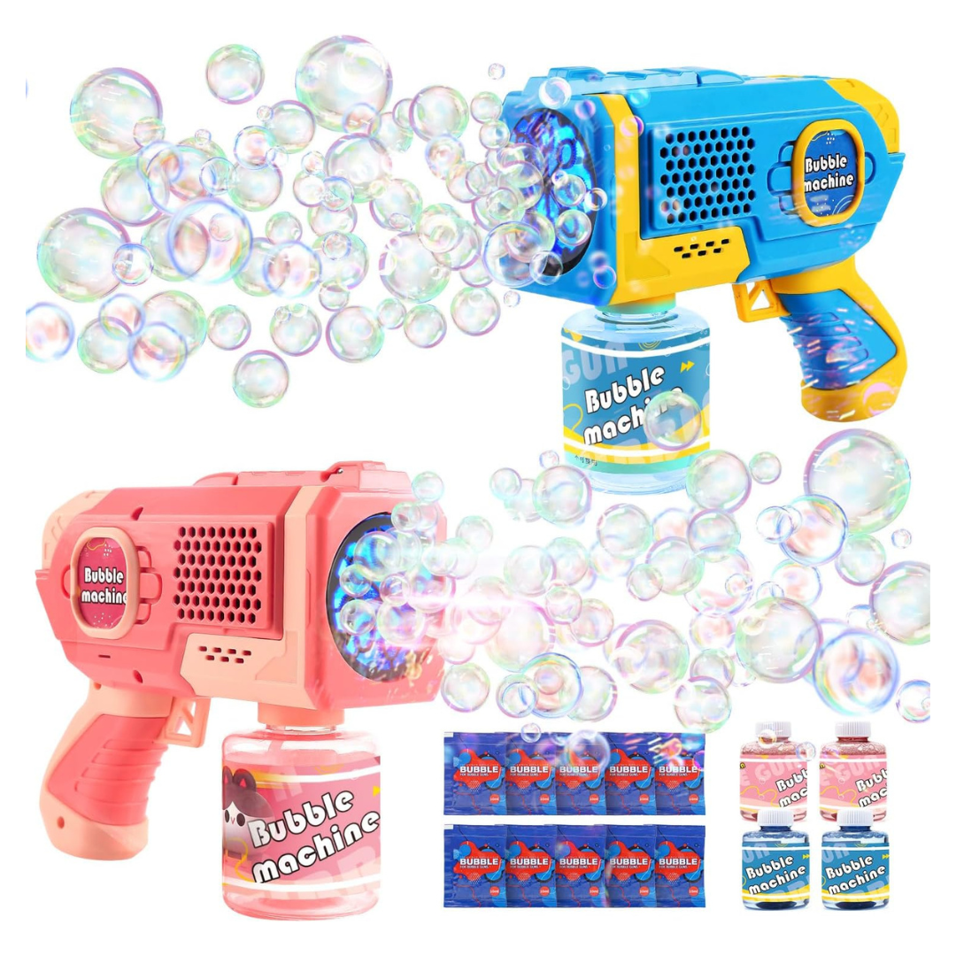 2-Pack Automatic Light Up Bubble Blower With 4 Bottles & Refills