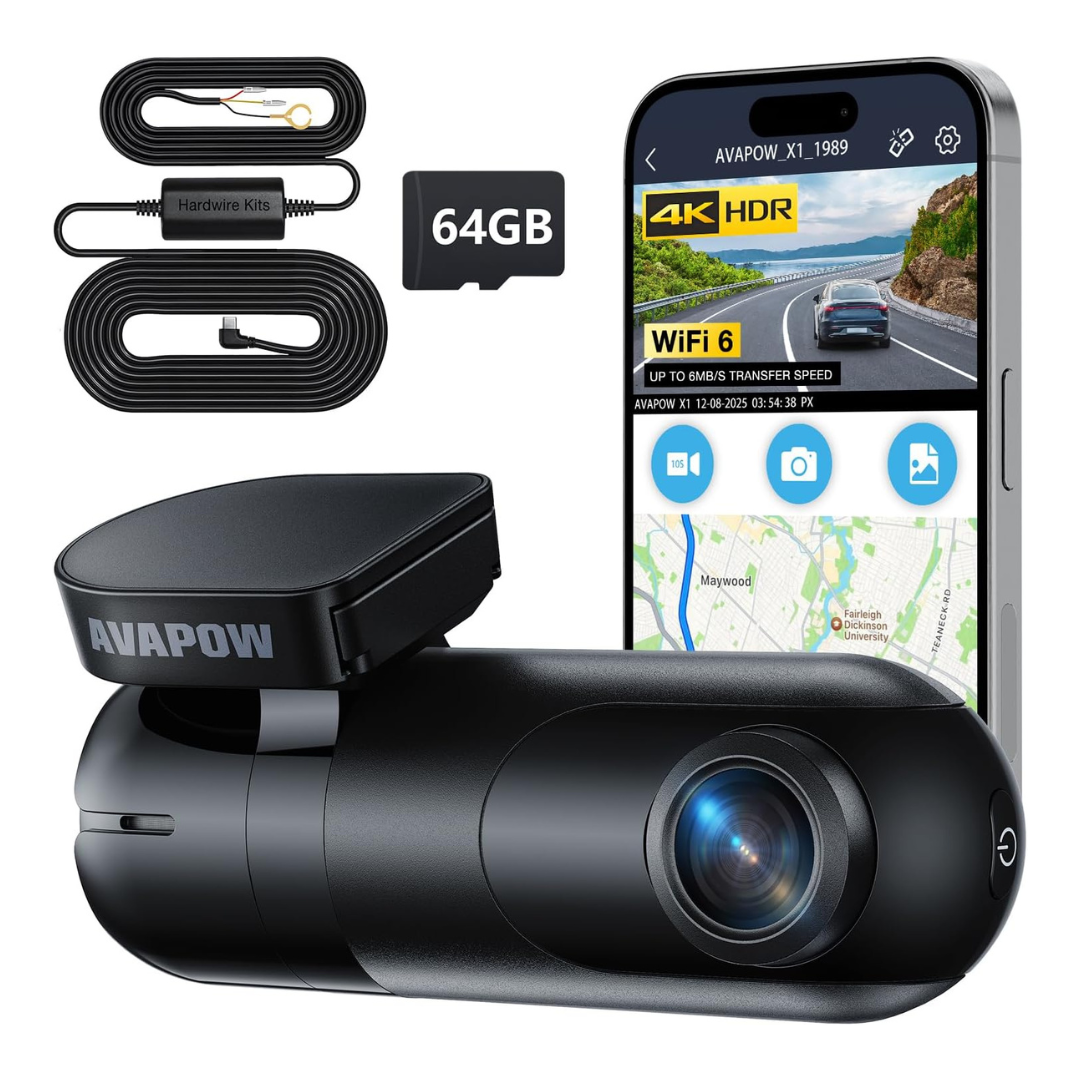 4K Front Car Dash Camera w/ Free Hardwire Kit & 64GB SD Card