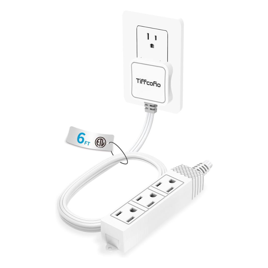 6ft 3-Prong Outlet Strip Flat Plug Extension Cord