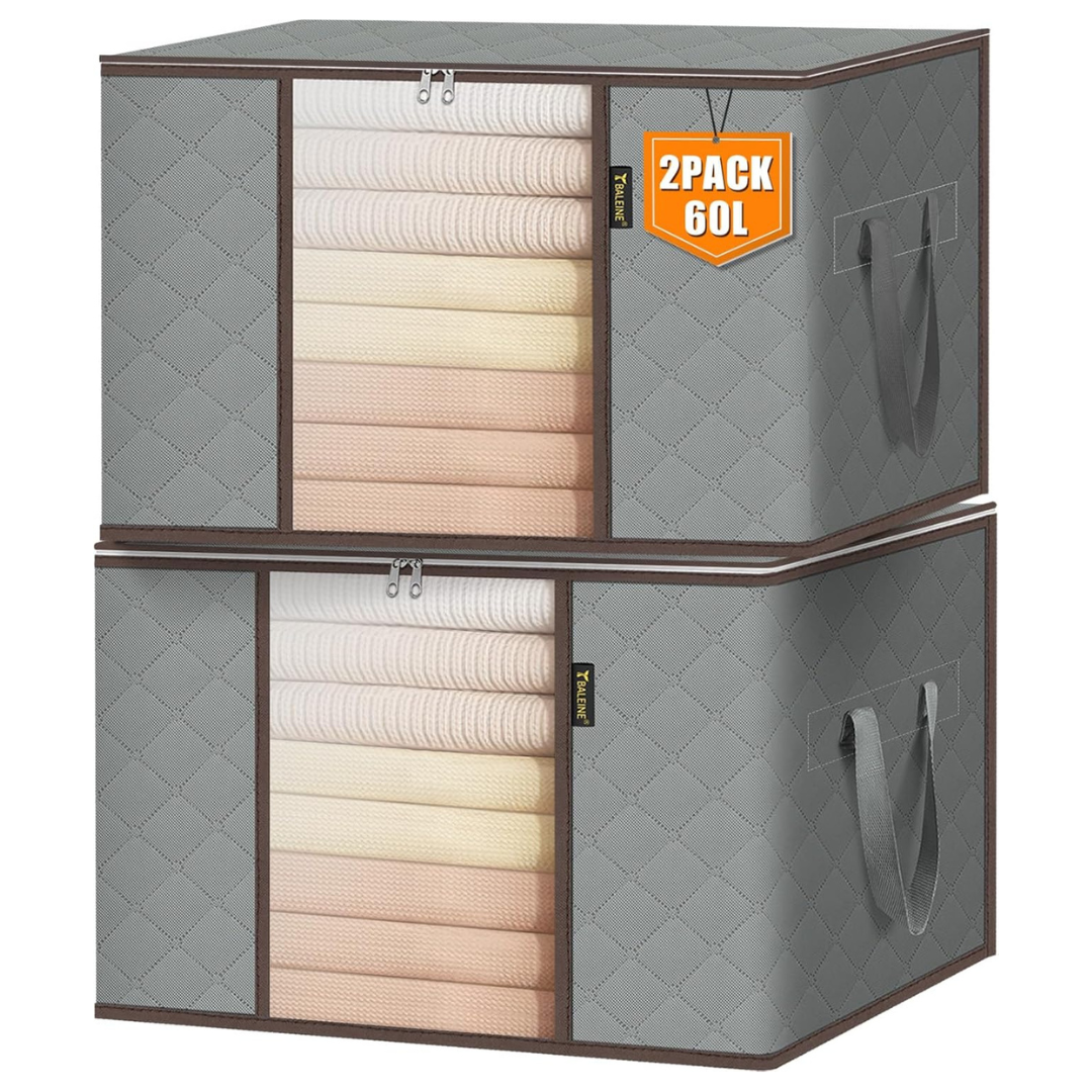 2-Pack 16-Gallon Clothes Storage Bags With Reinforced Handles