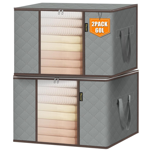 2-Pack 16-Gallon Clothes Storage Bags With Reinforced Handles