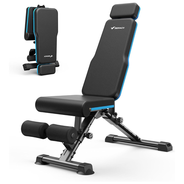 990LBS Adjustable Utility Weight Bench With Extended Head Support