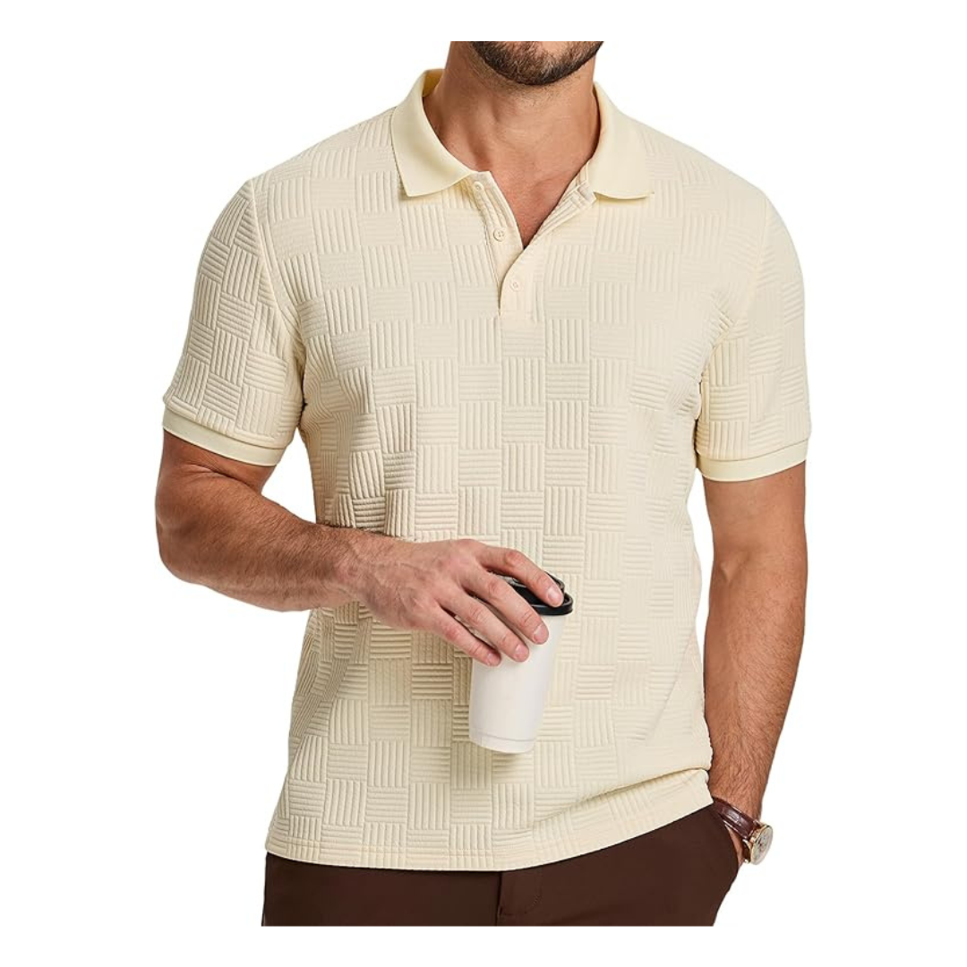 JMIERR Men's Moisture Wicking Textured Knit Stretch Polo Shirt (Various)