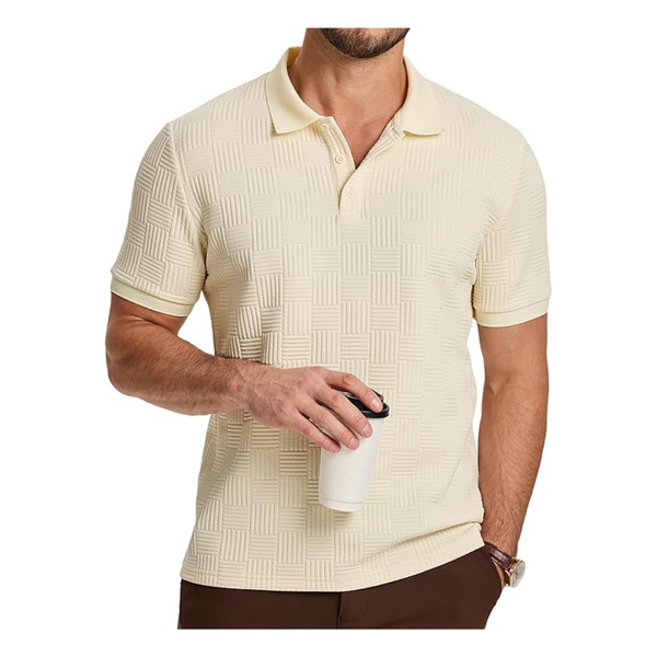 JMIERR Men's Moisture Wicking Textured Knit Stretch Polo Shirt (Various)